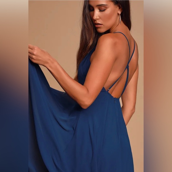 Lulus Mythical Kind of Love Dark blue Maxi Dress - Picture 2 of 4